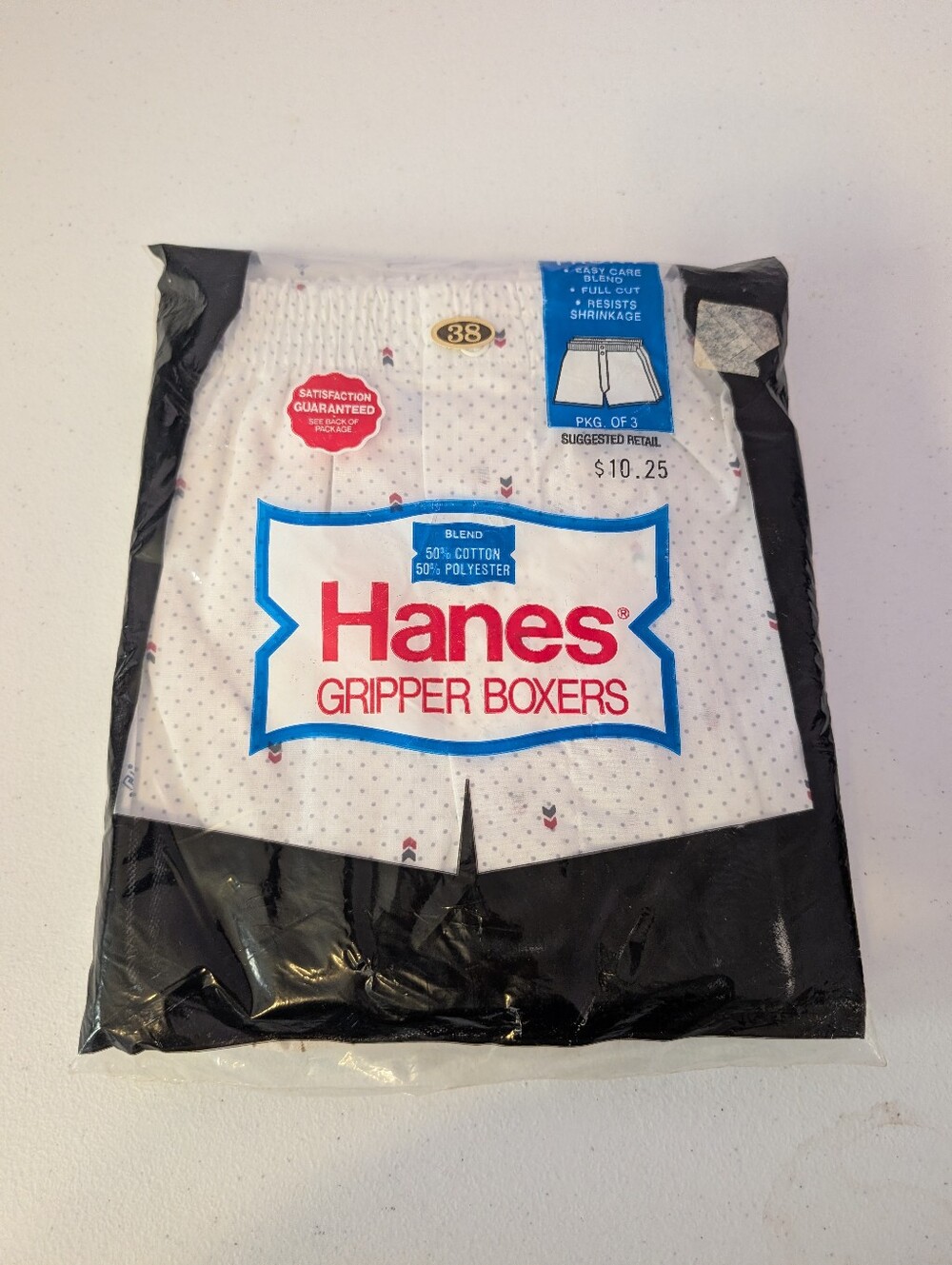 Vintage Hanes Gripper Boxers Mens Sz 38 Multi Pattern 3 Pack Snap Front 1983 NOS